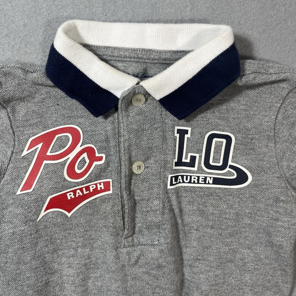Polo Ralph Lauren toddler 12 Months One Piece Jumpsuit Polo Collared‎ Grey - Picture 6 of 9